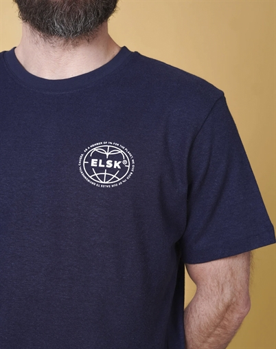 Elsk - Statement Globe Mens Hemp T-Shirt - Dark Navy 